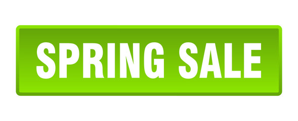 spring sale button. spring sale square green push button