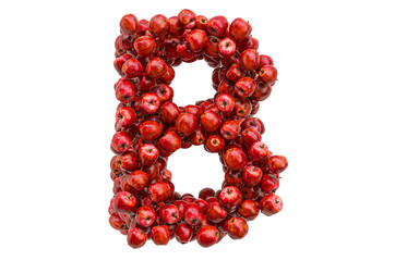 Letter B from red apples, 3D rendering