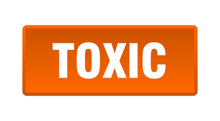 toxic button. toxic square orange push button