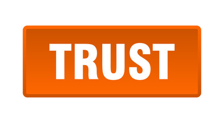 trust button. trust square orange push button
