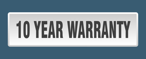 10 year warranty button. 10 year warranty square white push button