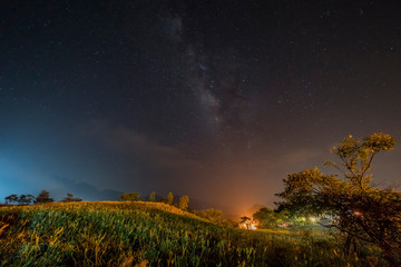Night stars and milky way of the famous and beautiful Daylily flower at sixty Stone Mountain