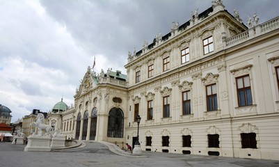 Belvedere Palace complex in Vienna. Upper Belvedere. Executive residence. Austria. Located in Landstrasse, the third district of the city. Museum Landmark of Vienna. Belvedere in the summer.