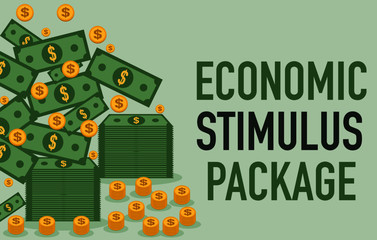 covid-19 or the coronavirus has caused a significant impact on the american economy and economies around the world illustration depicts economic stimulus package or bailout