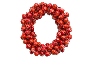 Letter O from red apples, 3D rendering