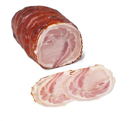 Raw Pork Meat - Porchetta - Isolated on White Background