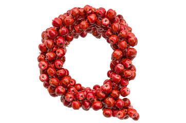 Letter Q from red apples, 3D rendering