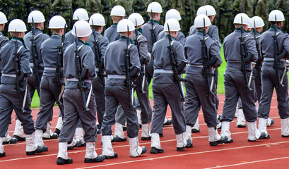 Army soldiers marching