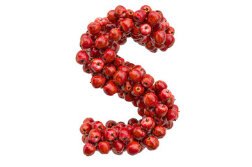 Letter S from red apples, 3D rendering