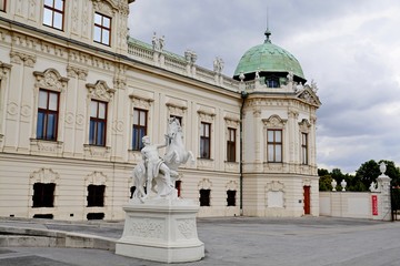 Belvedere Palace complex in Vienna. Upper Belvedere. Executive residence. Austria. Located in Landstrasse, the third district of the city. Museum Landmark of Vienna. Belvedere in the summer.