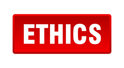 ethics button. ethics square red push button