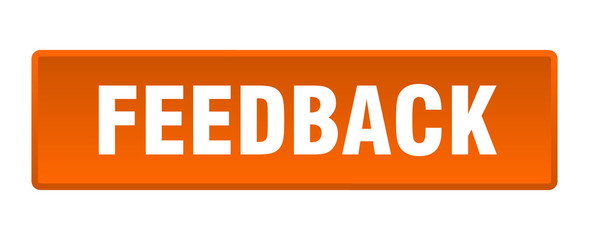 feedback button. feedback square orange push button