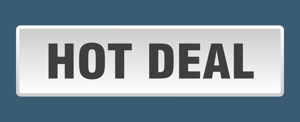 hot deal button. hot deal square white push button