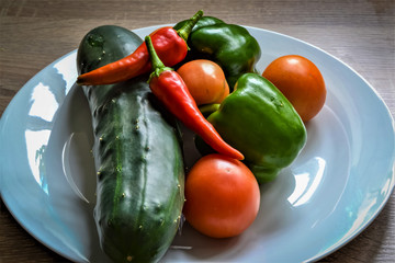 White plate with Summer vegetables