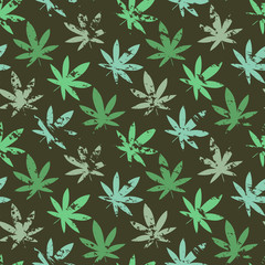 Cannabis leaf seamless pattern grunge,