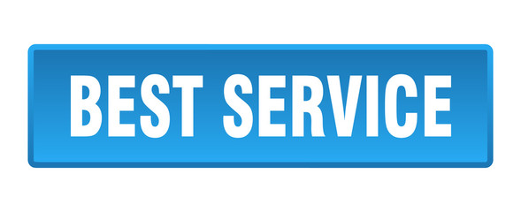 best service button. best service square blue push button