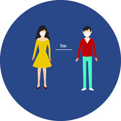 Break up , girl and boy standing apart, keep distance