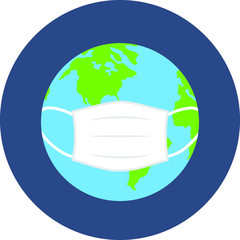 World / Globe wearing mask showing global epidamic