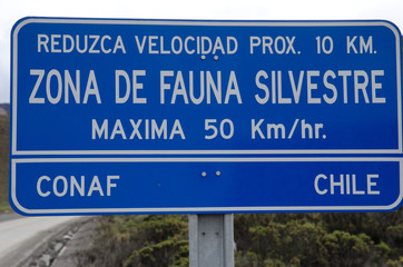 Wildlife crossing signal in the Arica y Parinacota Region.