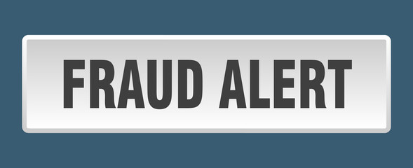 fraud alert button. fraud alert square white push button