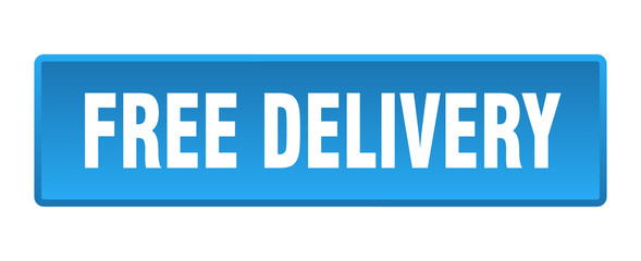 free delivery button. free delivery square blue push button
