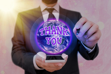 Handwriting text Thank You. Conceptual photo a polite expression used when acknowledging a gift or...
