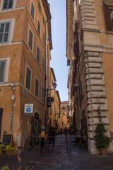 ROME, ITALY-September 25, 2019: warm autumn walks through the streets of Rome through the eyes of a tourist