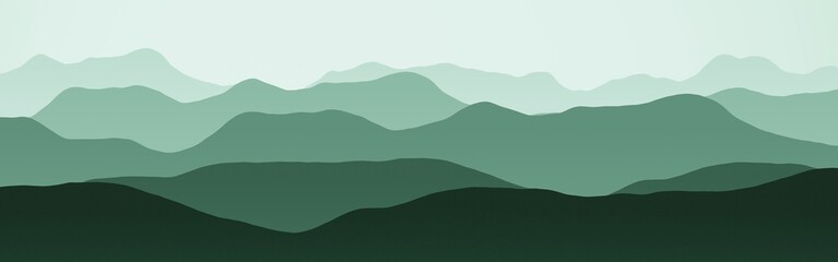 cute flat of hills slopes in the mist digital graphic texture or background illustration