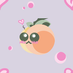 Background with cute peach and hearts