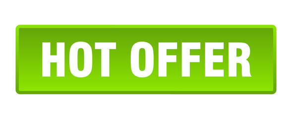 hot offer button. hot offer square green push button