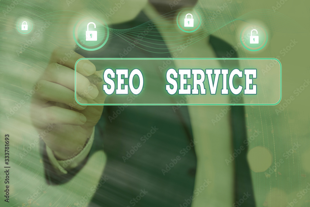 Poster handwriting text writing seo service. conceptual photo techniques and procedures to increase the web