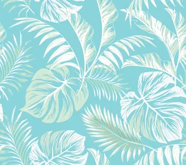 Keuken foto achterwand Tropische bladeren Jungle vector patroon met tropische bladeren. Trendy zomer print. Exotische naadloze achtergrond.