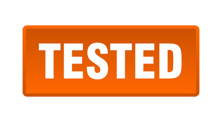 tested button. tested square orange push button