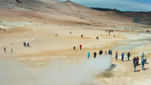 Aerial of Namaskard and Hverir: Geothermal areas