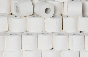 Toilet paper rools stacked on top of each other