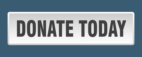 donate today button. donate today square white push button