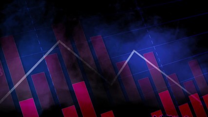 Covid-19 stock market crisis motion background animation. Financial stock market collapse because of coronavirus. Flashing chart bars with smoke effect. Coronavirus crisis outbreak background. - Powered by Adobe