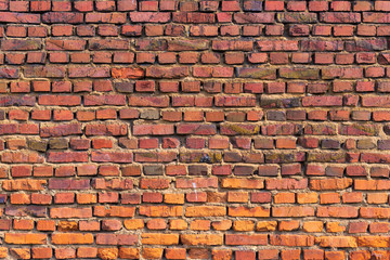 Old red brick wall as background, brick background