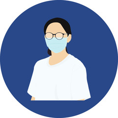Woman with glasses and mask