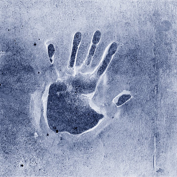 Human handprint abstract graphic element. Mystery, crime, evidence, identity concept.