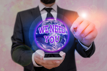 Handwriting text We Need You. Conceptual photo asking someone to work together for certain job or...