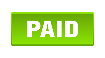 paid button. paid square green push button
