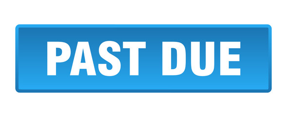 past due button. past due square blue push button