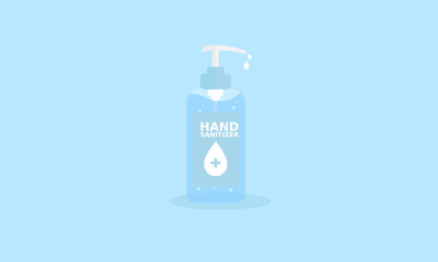 Hand sanitizer bottle, pump. Washing alcohol gel used against viruses, bacteria, flu, coronavirus. Waterless hand cleaner. Handwashing. medical use. Vector illustration, flat design