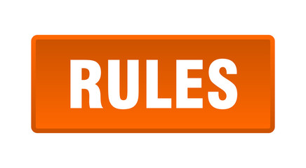 rules button. rules square orange push button