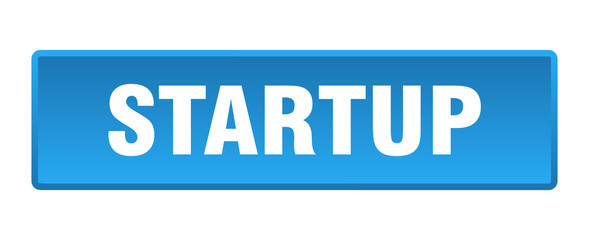 startup button. startup square blue push button
