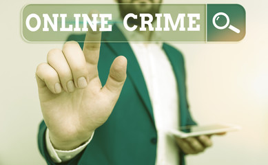 Word writing text Online Crime. Business photo showcasing crime or illegal online activity...
