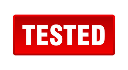 tested button. tested square red push button