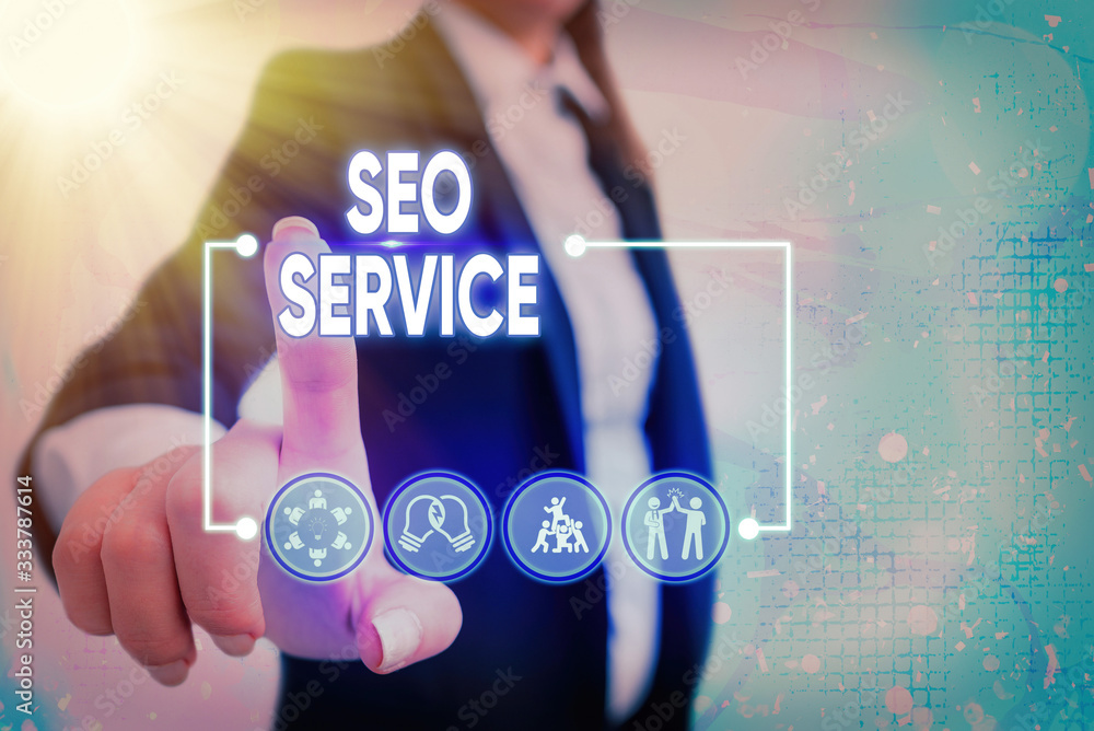 Poster conceptual hand writing showing seo service. concept meaning techniques and procedures to increase t