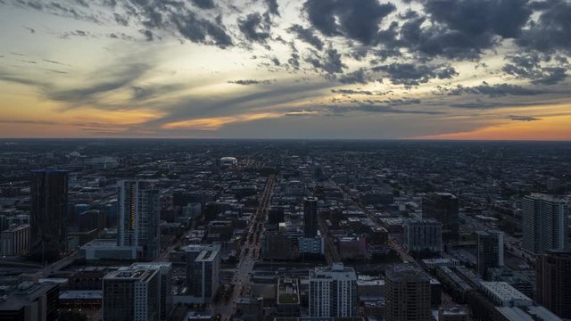 Chicago Sunset Time Lapse over Fulton Market 